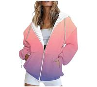 Vasreyy Meine Bestellung Anzeigen Kapuzenpullover Damen Hoodie Damen Oversize Pullover Y2K Jacke Y2K Hoodie Farbverlauf Kordelzug Kapuzenjacke Mit Tasche Kapuzenpulli Damen Hoodie (Rosa, S)