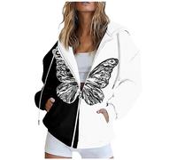 Vasreyy Meine Bestellungen Anzeigen Oversize Sweatshirt Damen Kapuzenpullover Für Damen Pullover Damen Baumwolle Bluse Top Oversize Drucken Zip Up Y2K Hoodie Mit Tasche Kordelzug Sweatjacke