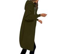 Vasreyy Puffer Jacket Rollkragen Frühlingsjacke Damen Frauen Einfarbig Lang Kapuzenjacke Hoodie Mit Kapuze Herbst Winter Warm Mantel Kapuzenpullover Winterjacke Jeansjacke Oversize (Army Green, XXL)