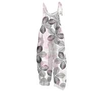 Vasreyy Pumphose DamenJumpsuit Damen Festlich Jumpsuit Kurz Sonnenblume Bunte Drucken Verstellbare Träger Lang Ärmellos Latzhose Lose Overalls Mit Große Taschen Hosenanzug(Dark Gray,M)