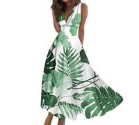 Vasreyy Renaissance Kleid DamenDamen Sommer Outfit Kleider Funky Hawaii Gedruckt V-Ausschnitt Ärmellos Maxi Winterkleider Knielang Mittelalter Kostüm（L,Mint Green