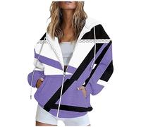 Vasreyy Sale Angebote Pullover Damen Elegant Zipper Hoodie Oversized Hoodie Damen Hoodie Y2K Kapuzenjacke Mit Tasche Reißverschluss Sweatshirt Mit Kapuze Pullover Weiß Damen (Purple, XXL)