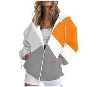 Vasreyy Sale Damenbekleidung Hoodie Damen Oversize Oversized Hoodie Pullover Y2K Kapuzenpullover Y2K Kapuzenjacke Mit Tasche Reißverschluss Sweatshirt Mit Kapuze Hoodie Schwarz (Orange, XXL)