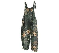 Vasreyy sommer outfits damen jumpsuit langarm Hosenträger Damen-Latzhose Playsuit for Women Rompers Schwarzer(XXL, Dark Green)