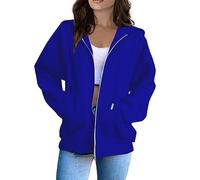 Vasreyy Sport Jacke Womens Winter Coats Thermojacke Damen Frauen Einfarbig Kapuzenjacke Mit Reißverschluss Oversize Kapuzenpullover Herbst Winter Sweatjacke Windbreaker Gefüttert (Royal Blue, S)