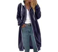 Vasreyy Steppjacke Damen Langarm Warm Pullover Mit Kapuze Zipper Up Hoodie Einfarbig Fleece-Kapuzenjacke Outdoor Cardigan Fleecejacken Plüsch Strickjacke（Dark Purple, 5XL