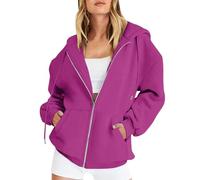 Vasreyy Sweatshirt Jacke Sweater Damen Weihnachts Hoodie Mantel Oversized Einfarbige Sweatjacke Mit Kapuze Reißverschluss Pullover Winter Warm(Dark Purple, 3Xl)