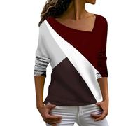 Vasreyy t-Shirt Damen Bluse Damen Langarmshirt Damen eng Zipper Hoodie Hawaii Hemd Damen Damen Shirts Sommer Turtleneck Pullover Damen Longshirts Damen Sommer XXL Hoodie Longpullover Für (XXL, Wine)