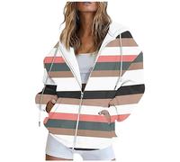 Vasreyy Warehouse Deals Angebote Langarmshirt Damen Hoodie Y2K Oversized Hoodie Pulli Oversized Y2K Kapuzenjacke Gestreifter Kordelzug Sweatjacke Mit Kapuze Norweger Pullover (Black, L)