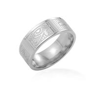 VASSAGO Altägyptischer Ring aus Edelstahl mit Ankh-Kreuz und Horusauge - Ägyptisches Symbol, Schutzamulett, Schmuck für Männer und Frauen