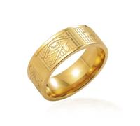 VASSAGO Altägyptischer Ring aus Edelstahl mit Ankh-Kreuz und Horusauge - Ägyptisches Symbol, Schutzamulett, Schmuck für Männer und Frauen