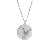 VASSAGO Blume des Lebens Halskette Edelstahl Heilige Geometrie Kolibri Anhänger Liebe Glück Talisman Schmuck für Männer Frauen, Edelstahl, Kein Edelstein