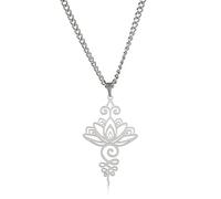 VASSAGO Buddha-Lotus-Halskette für Frauen, Yoga-Heilungsanhänger, Edelstahl-Blumen-Halskette, buddhistische Halskette, einzigartiges Symbol, Amulett, religiöser Schmuck, Adjustable, Edelstahl, Kein
