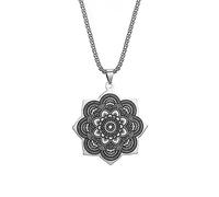 VASSAGO Buddhismus Lotus Blume Om Halskette für Männer Frauen Unalome Lotus Anhänger Buddism Om Aum Ohm Symbol Mandala Anhänger Yoga Spiritueller Schmuck Geschenk, Edelstahl