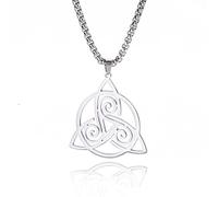 VASSAGO Celtic Spiral Knot Halskette Triple Spiral Triskele Celtic Anhänger Halskette Spiral Trinity Knot Halskette Good Luck Irish Celtic Knot Halskette Amulett Schmuck Geschenk für Männer (Silber-B)