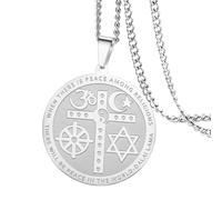 VASSAGO Coexist in Peace Halskette Yin Yang Kreuz Halskette OM Stern Halbmond Halskette Rad Davidstern Halskette für Männer Frauen