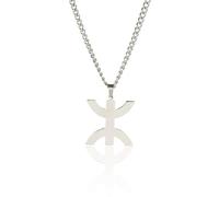 VASSAGO Halskette mit afrikanischem Berber Symbol afrikanische Halskette ethnische Berber Stamm islamisch muslimisch arabisch Schmuck Geschenk für Männer und Frauen (Silber Afrika Berber Halskette)