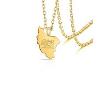 VASSAGO Iran Karten Halskette Edelstahl Löwe Und Sonne Persische Flagge Anhänger Halskette Iranisches Persisches Schmuckstück (Gold 3)