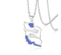 VASSAGO Iranische Karten Halskette mit Friedenstaube/Umarmung/Flagge Farbe CZ Edelstahl iranischer patriotischer Anhänger persischer Schmuck Geschenk für Damen und Herren