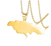 VASSAGO Jamaika Karte Anhänger Halsketten Schmuck Edelstahl Karte von Jamaika Land Halskette Long Distance Relationship Geschenk für Frauen Mädchen Männer (G)