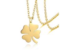 VASSAGO Klee Halskette für Frauen Edelstahl vier blättriges Kleeblatt Halskette zierliche Glücks klee Pendent Halskette Trendy niedlich einfache Damen Schmuck Geschenk