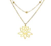VASSAGO Lotusblume Om Halskette für Frauen Mädchen Unalome Lotus Anhänger Om Aum Ohm Symbol Yoga Halskette mit Lotusblüte Charm Edelstahl Spiritueller Schmuck Buddism Geschenk