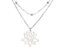 VASSAGO Lotusblume Om Halskette für Frauen Mädchen Unalome Lotus Anhänger Om Aum Ohm Symbol Yoga Halskette mit Lotusblüte Charm Edelstahl Spiritueller Schmuck Buddism Geschenk