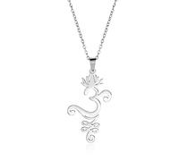 VASSAGO Lotusblume Om Halskette für Frauen Mädchen Unalome Lotus Anhänger Om Aum Ohm Symbol Yoga Halskette mit Lotusblüte Charm Edelstahl Spiritueller Schmuck Buddism Geschenk