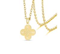 VASSAGO Orthodoxes Kreuz Halskette IC XC NIKA vier blättriges Kleeblatt Jesus Christus Anhänger Ost griechisch Byzanti nisches Kreuz Halskette Christliche Religiöse Amulett Schmuck Frauen Männer