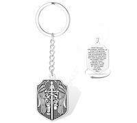VASSAGO Saint Michael Schlüsselanhänger Erzengel Michael Schutz Doppelmedaille katholischer Schmuck für Herren (Silber)