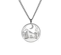 VASSAGO Tier-Halskette für Damen und Mädchen, Eisbär, Hirsch, Wolf, Gravur, Natur, Berg, Wald, Stern, Schneeflocken, Mond, Anhänger, Schmuck, Edelstahl