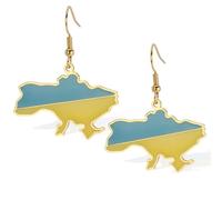 VASSAGO Ukraine-Karten-Halskette/Ohrringe für Damen und Herren, Edelstahl, bunt, Ukraine-Flagge, Anhänger, Ukraine, Landkarte, Halskette, Ukraine, Souvenir, patriotisches Geschenk, Schmuck,