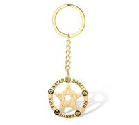 VASSAGO Wicca-Pentagramm-Schlüsselanhänger Amulett aus Edelstahl Schlüsselring Okkulter Schutz-Talisman Schlüsselanhänger Hexen und heidnischer Schmuck Geschenk (Gold)