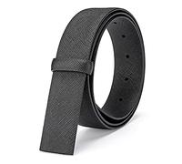 Vatee's Wendegürtel aus echtem Leder ohne Schnalle für Männer Ersatzgurtriemen 34mm breit 100cm lang Schwarz & Schwarz