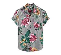 VATPAVE Herren Floral HawaiiHemden Casual Knopfleiste Kurzarm Aloha Strand Shirts 3X-Large Schwarze Blume
