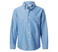 VATPAVE Jungen Kleiderhemden Langarm Knopfleiste Hemden Formelle Uniform Solid Oxford Hemd für Kinder 8 DenimBlau