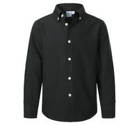 VATPAVE Jungen Kleiderhemden Langarm Knopfleiste Hemden Formelle Uniform Solid Oxford Hemd für Kinder 6 Schwarz