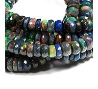 Vatslacreations Äthiopischer Opal, Regenbogen-Feueropal, Edelsteinperlen, AAA-Qualität, einfarbig, Rondelle-Perlen, Opal, 4-5 mm, äthiopischer Opal-Strang für Schmuckherstellung, schwarzer