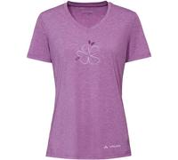VAUDE Skomer Print T-Shirt III - Funktionsshirt Damen Kurzarm aus 80% recyceltem Polyester & 20% Lyocell, Sportshirt mit V-Ausschnitt, schnelltrocknend - Magenta Uni, 42