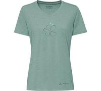 VAUDE Skomer Print T-Shirt III - Funktionsshirt Damen Kurzarm aus 80% recyceltem Polyester & 20% Lyocell, Sportshirt mit V-Ausschnitt, schnelltrocknend - Dusty fern, 44