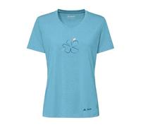 VAUDE Skomer Print T-Shirt III - Funktionsshirt Damen Kurzarm aus 80% recyceltem Polyester & 20% Lyocell, Sportshirt mit V-Ausschnitt, schnelltrocknend - Aqua, 40