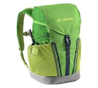 VAUDE Kinderrucksack Jungen & Mädchen Puck 10 Liter in grün, komfortabler Wanderrucksack Kinder, Wetterfester Schulrucksack mit Regenhülle & Lupe, viel Stauraum, Apple