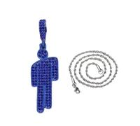 Vauki 1 Stück Bunte Diamanten Menschliche Halskette, Kreative Edelstahl-Anhänger-Halskette, Lustige Necklace mit Bösewicht-Anhänger, Glänzende Zirkon Kette, Mode Hip Hop Accessoires Schmuck