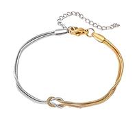 Vauki Knoten Armband Damen, Zierliche 18 Karat Vergoldetes Schlange Kette Armbänder, Verstellbare Stapelbare Armband, Unendlichkeit Gold Schmuck Geschenke für Damen Herren (Zweifarbig)