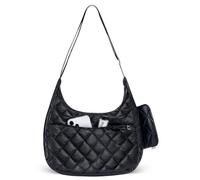 Vavabox Quilted Crossbody Bag für Damen mit Münzbeutel, gepolsterte Schultertasche mit verstellbarem Breitgurt, leichte Hobo-Handtasche für den Alltag (2-teiliges Set) (Perlweiß)
