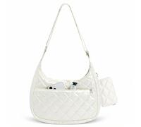 Vavabox White Handbag for Women, gepolsterte Schultertasche mit verstellbarem Breitgurt, leichte Hobo-Handtasche für den Alltag (2-teiliges Set) (Schwarz)