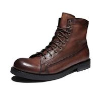 VAVENI Arbeitsstiefel Retro Männer britischer Stil Schnürstiefel PU Leder Stiefel, 38-48(braun,44)