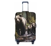 VBNTY Reisegepäckhülle mit Aufschrift "Mother Bear and Her Cubs", elastisch, waschbar, modisch, dehnbar, staubdicht, passend für Gepäck von 45,7-81,3 cm, Schwarz , M