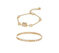 Vbvbip 18 Karat Gold 316L Edelstahlarmband für Damen - Charm Armreif Schmuckset, hypoallergen und rostbeständig, Geschenk zum Muttertag, Geburtstag