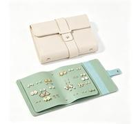 Vbxvsa 2 Stück Ohrring Aufbewahrung Kleine Buch Aufbewahrungsbeutel bis 42 Paar PU Leder Ohrstecker Aufbewahrung Reise Schmucktasche für Mädchen Grün und Weiß
